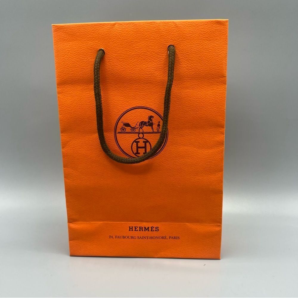 Hermès Small Shopping Gift Bag Orange Luxury Boutique Paper Tote Authentic